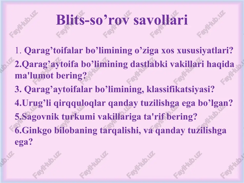 blits-so’rov savollari — PPT