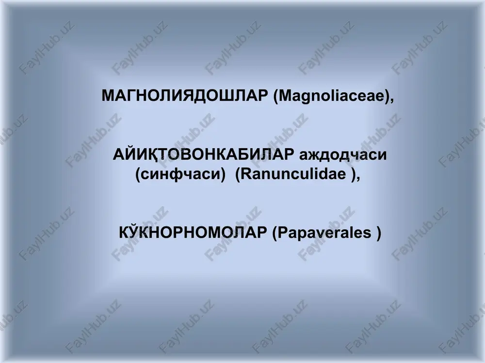 magnoliyadoshlar (magnoliaceae) — PPT
