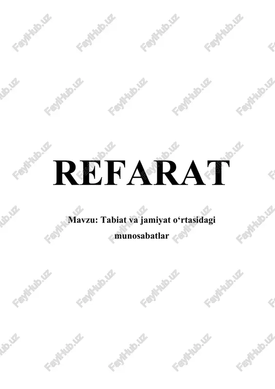 tabiat va jamiyat o‘rtasidagi munosabatlar — DOCX
