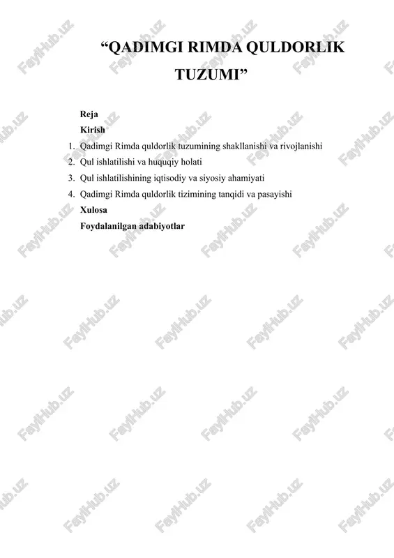 qadimgi rimda quldorlik tuzumi — DOCX