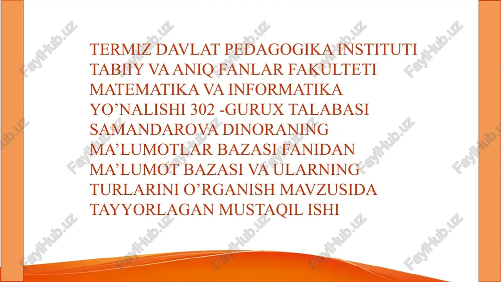 ma'lumotlar bazasi (information database) — PPTX