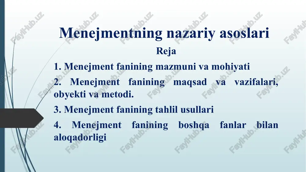 menejmentning nazariy asoslari — PPT