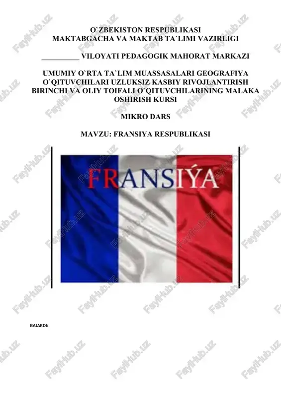 fransiya respublikasi. mikro dars (dars ishlanma) — DOCX