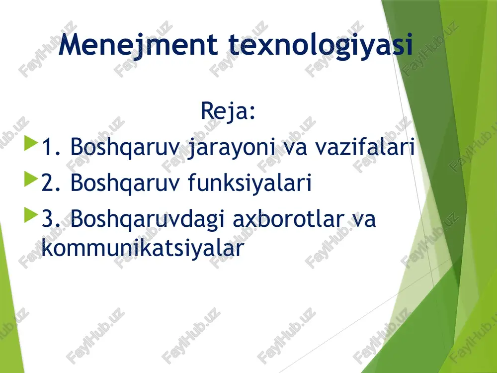 menejment texnologiyasi — PPTX