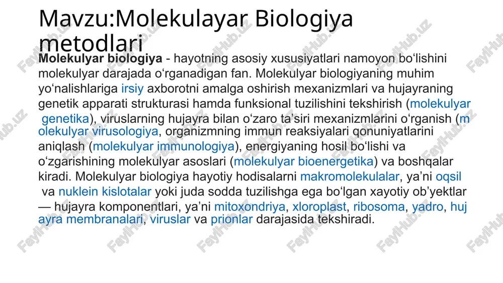 molekulayar biologiya metodlari — PPTX