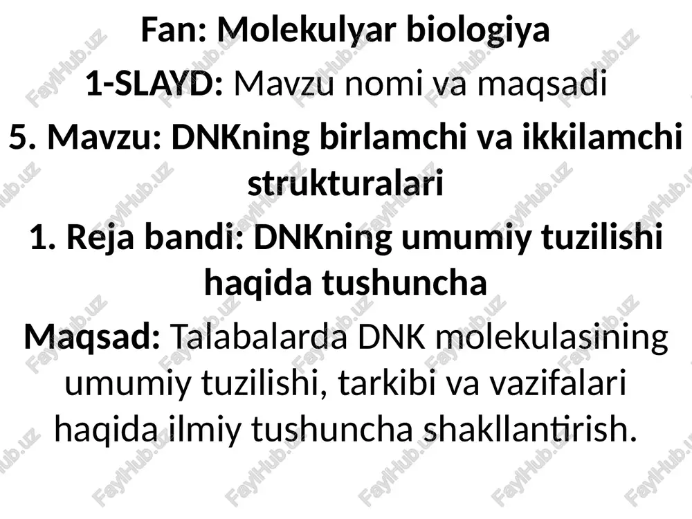 molekulyar biologiya — PPTX