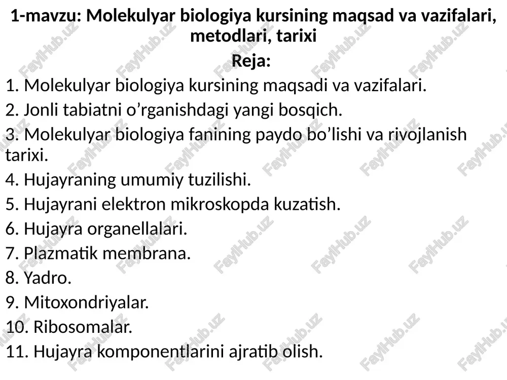 molekulyar biologiya kursi — PPTX