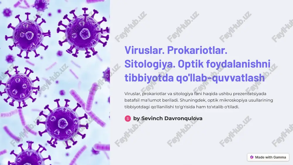 viruslar, prokariotlar, sitologiya va optik foydalanish — PDF