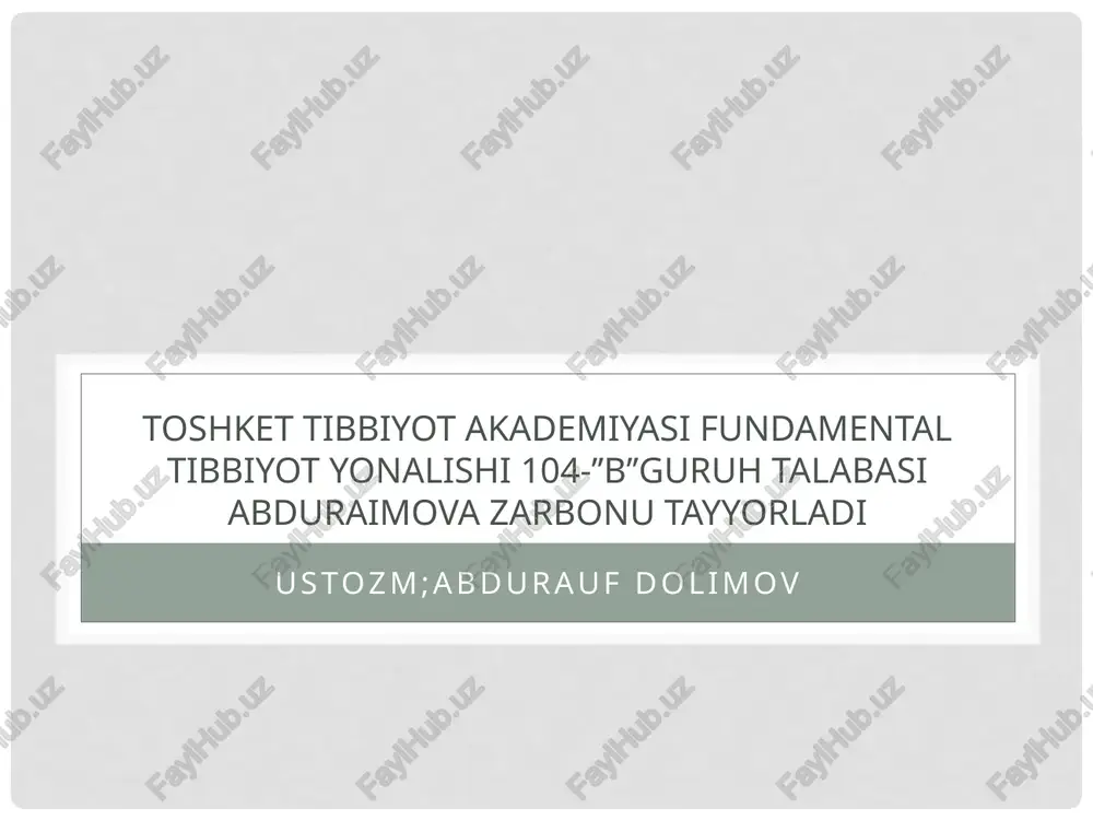 toshkent tibbiyot akademiyasi fundamentali — PPTX