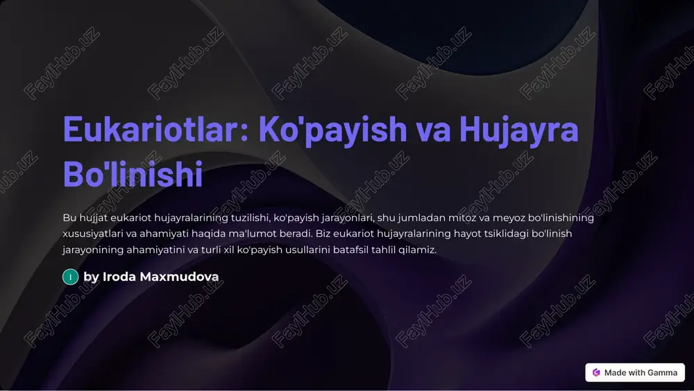 eukariotlar: ko'payish va hujayra bo'linishi — PDF