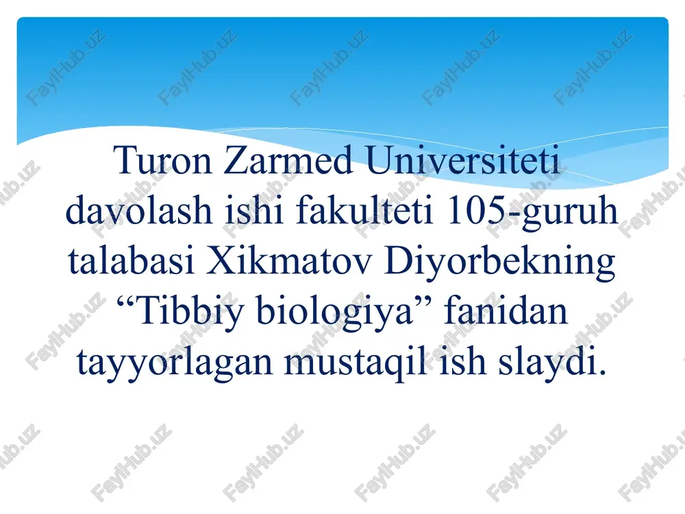 tibbiybiologiya darsi — PPTX