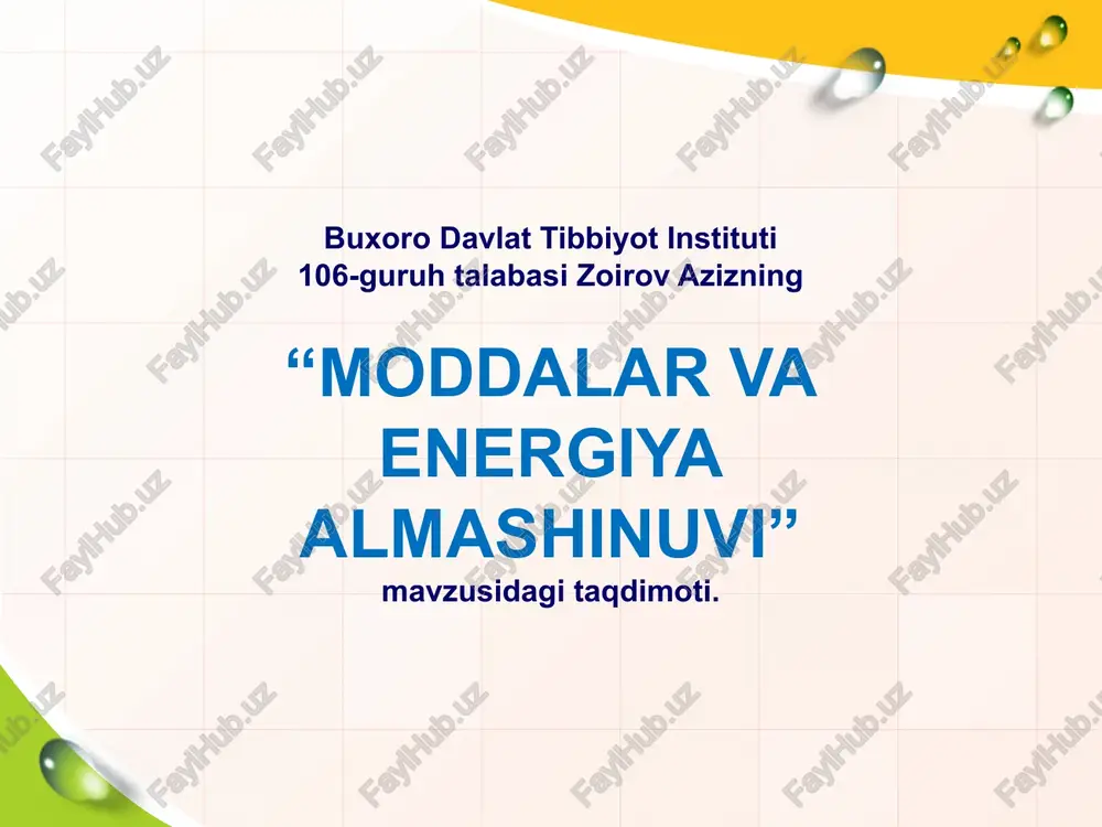 moddalar va energiya almashinuvi — PPTX