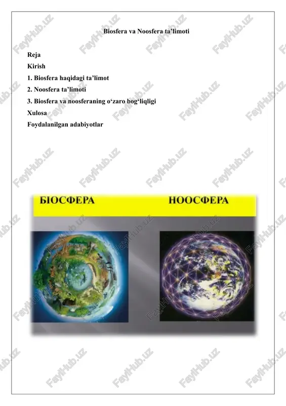 biosfera va noosfera ta’limoti — DOCX