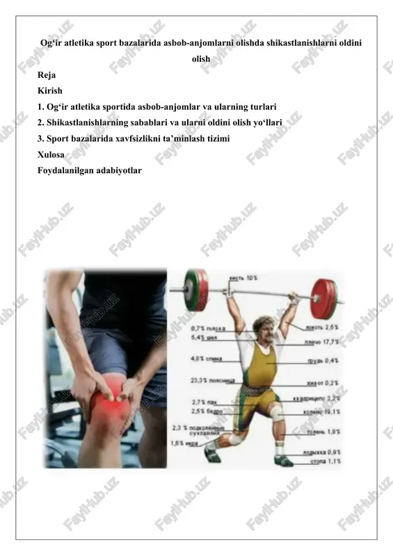 og‘ir atletika - asbob-anjomlar va ularning turlari — DOCX
