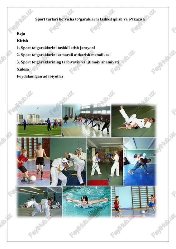 sport to'garaklarini tashkil etish va o‘tkazish — DOCX