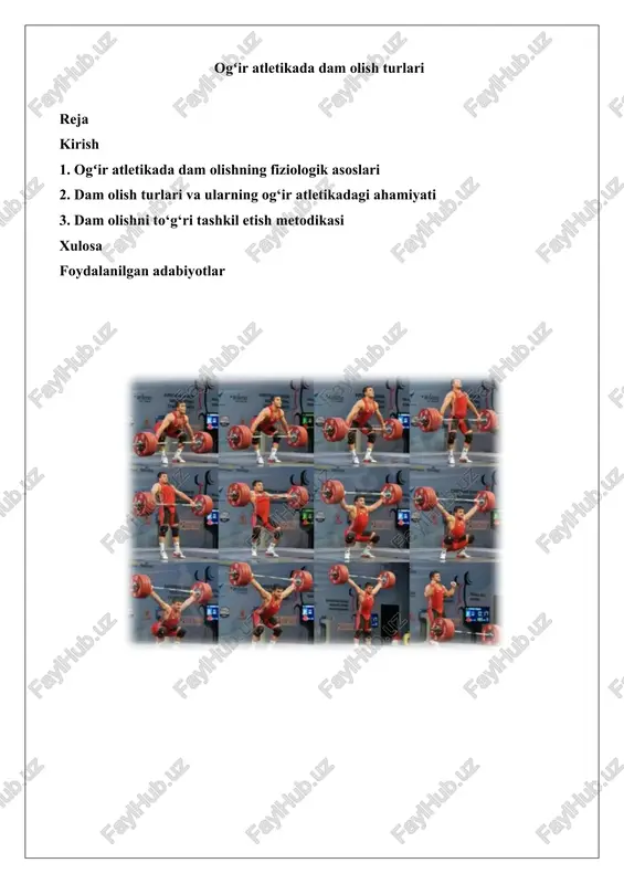 og'ir atletikada dam olish turlari — DOCX