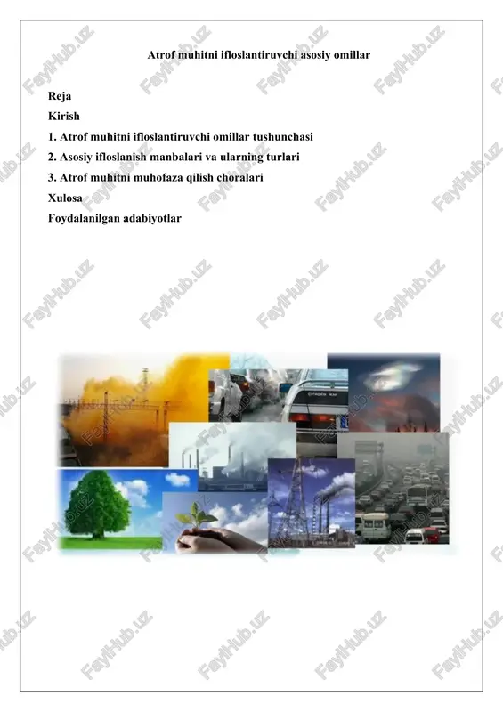 atrof muhitni ifloslantiruvchi asosiy omillar — DOCX