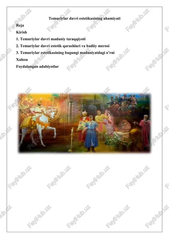 temuriylar davri estetikasi — DOCX