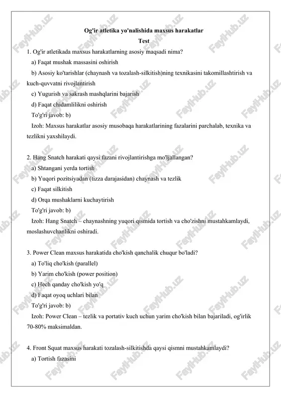 og'ir atletika yo'nalishida maxsus harakatlar — DOCX
