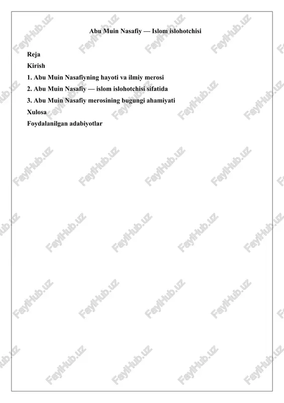 abu muin nasafiy islom islohotchisi — DOCX