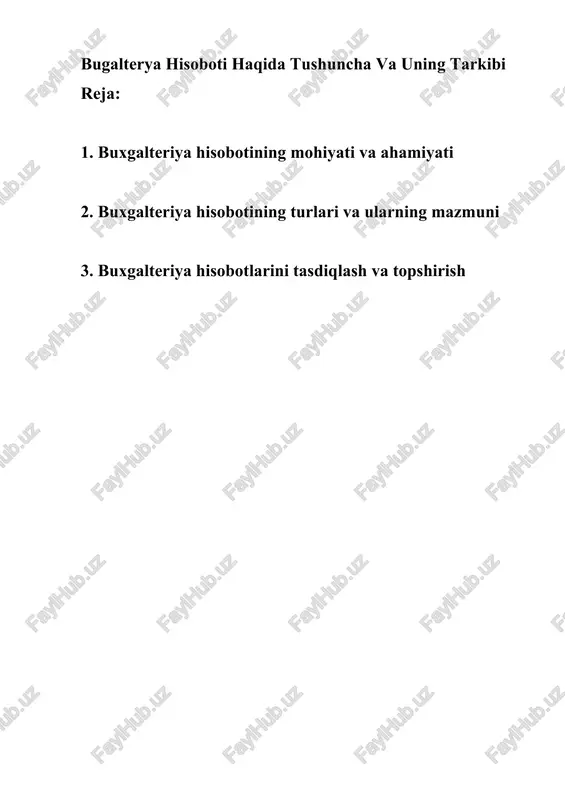 bugalterya hisoboti haqida tushuncha va uning tarkibi — DOCX