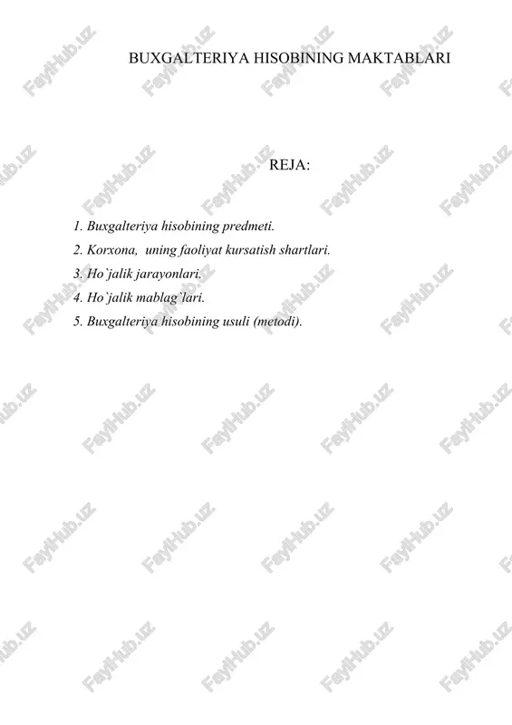 buxgalteriya hisobining maktablari — DOC