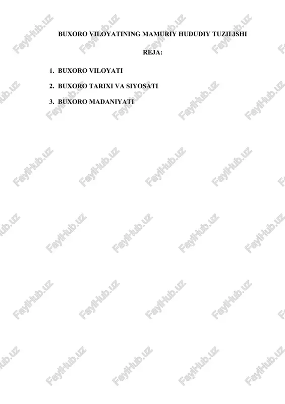 buxoro viloyatining mamuriy hududiy tuzilishi — DOCX