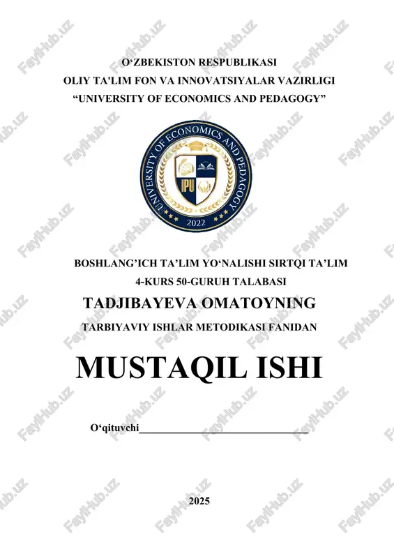 tarbiyaviy ishlar metodikasi — DOCX
