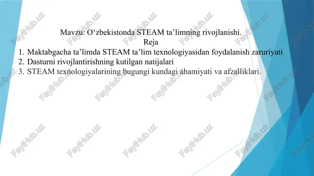 o‘zbekistonda steam ta’limning rivojlanishi — PPTX