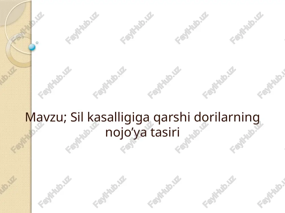 sil kasalligiga qarshi dorilarning nojo'yat asiri — PPTX
