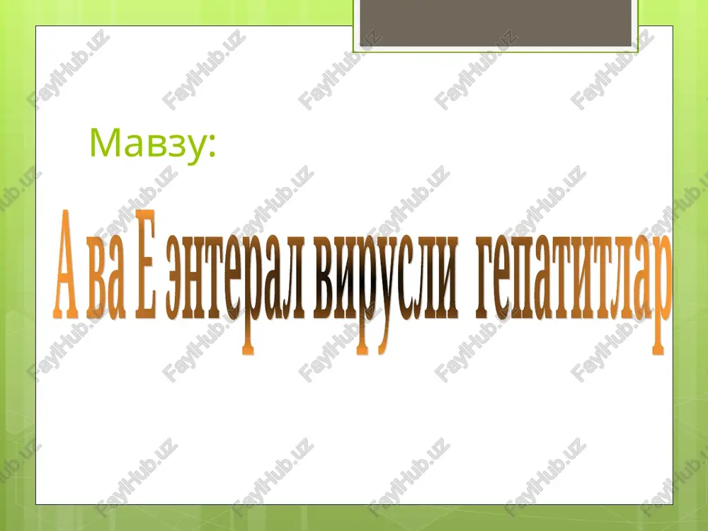 virusli gepatit a — PPT