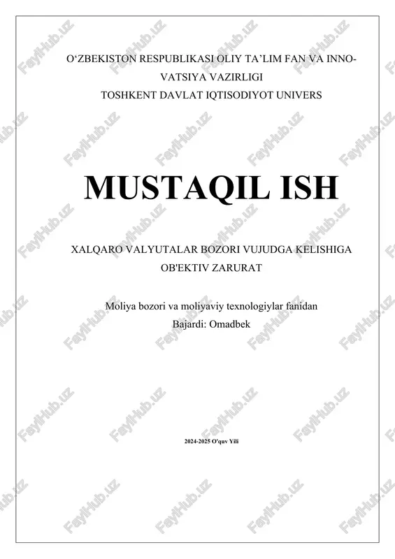 xalqaro valyutalar bozori — DOCX