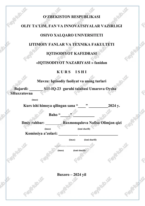 iqtisodiy faoliyat va uning turlari — DOCX