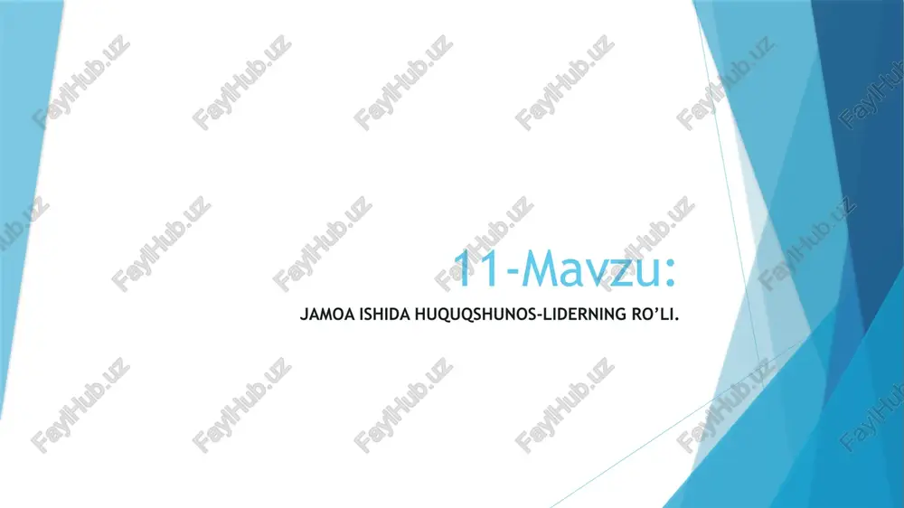 jamoa ishida huquqshunos-liderning ro’li — PPTX