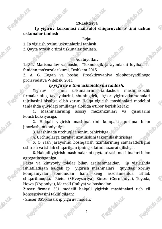 ip yigiruv o‘timi uskunalarini tanlash — DOCX