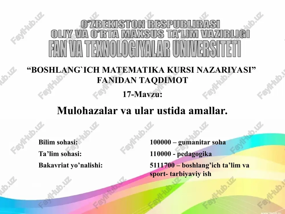 boshlang`ichmatematika kursi nazariyasi — PPT