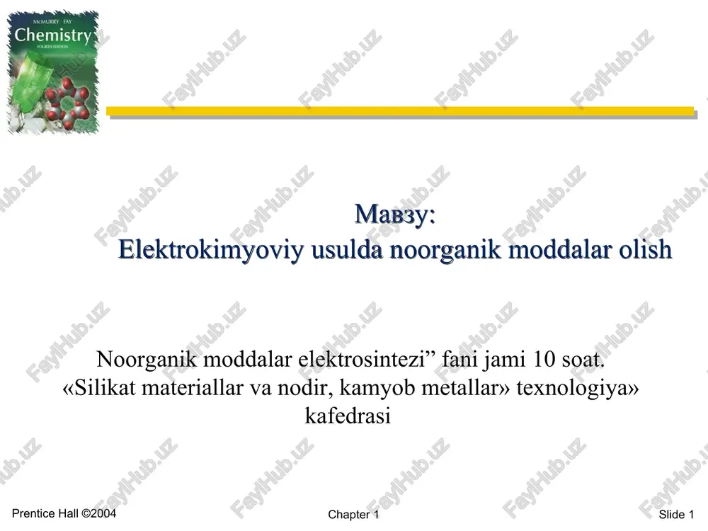 elektrokimyoviy usulda noorganik moddalar olish — PPT