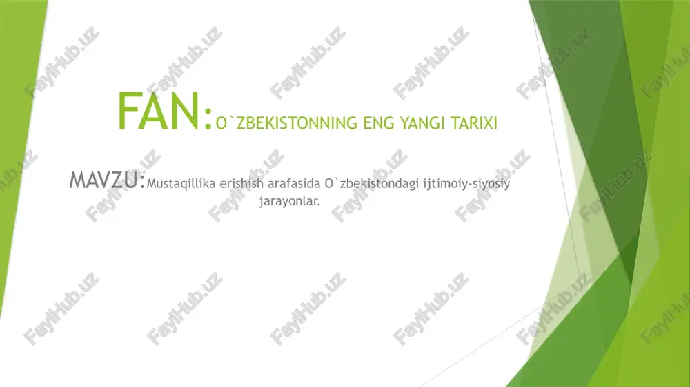 o`zbekistonning eng yangi tarixi — PPTX