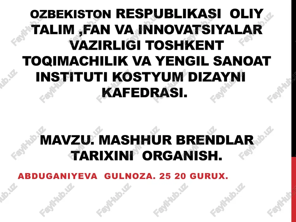 mashhur brendlarning tarixini organish — PPTX