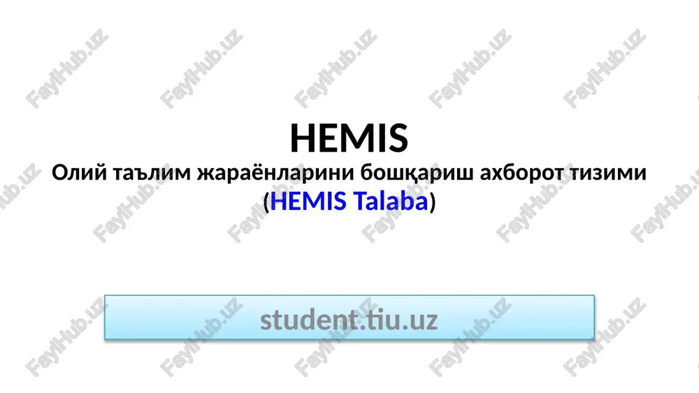 hemisoliy ta'lim jarayonlarini boshqarish axborot tizimi(hemistalaba) — PPTX