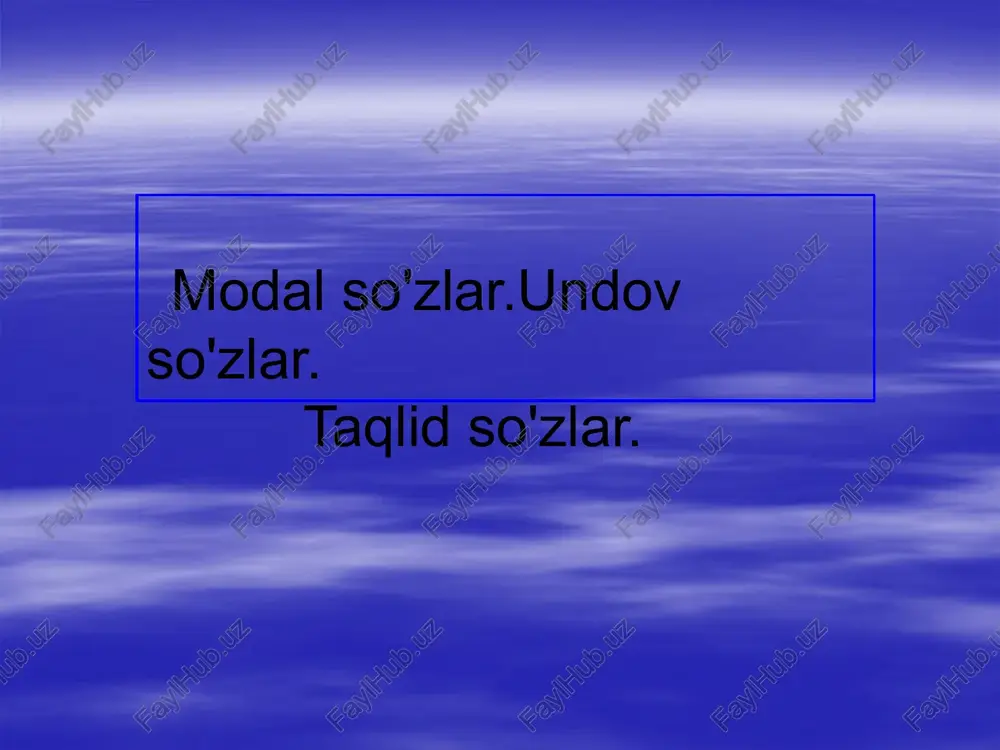 modalso'zlar, undovso'zlar, taqlidso'zlar — PPTX