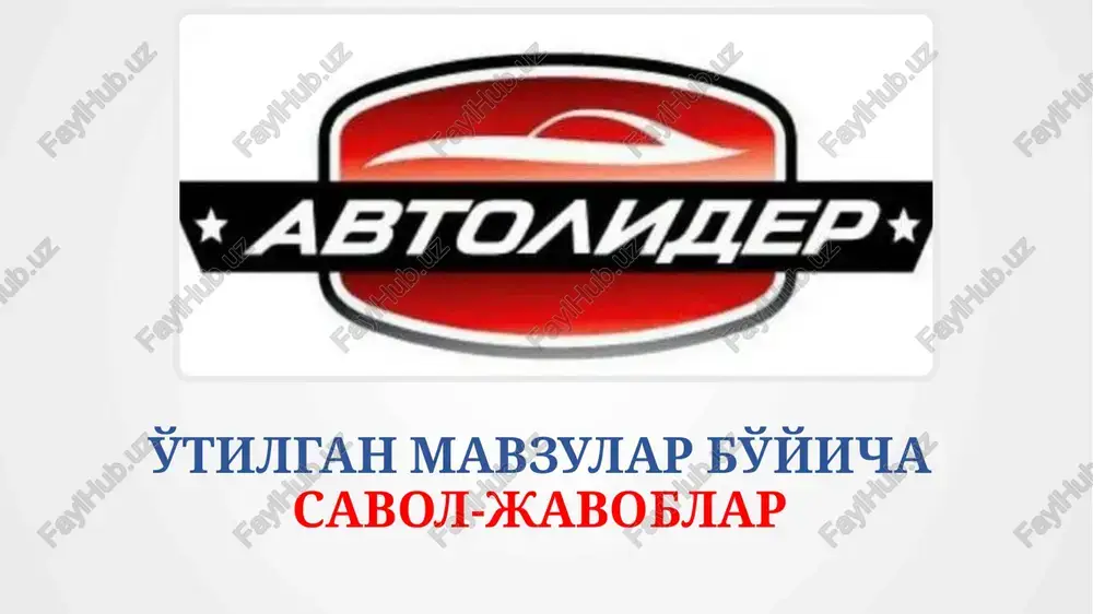 haydovchilar uchun test — PPTX