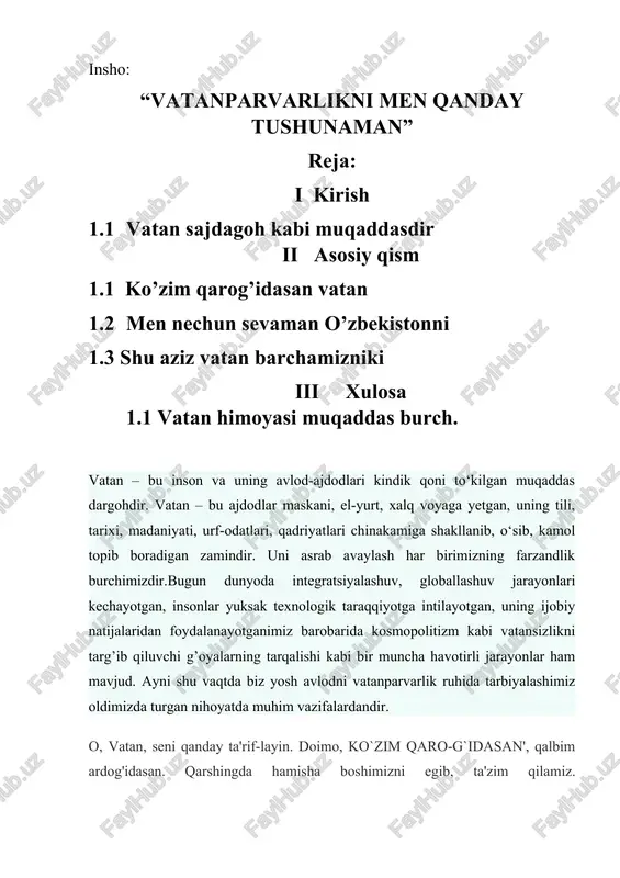 vatanni sevmoq iymondandir — DOCX