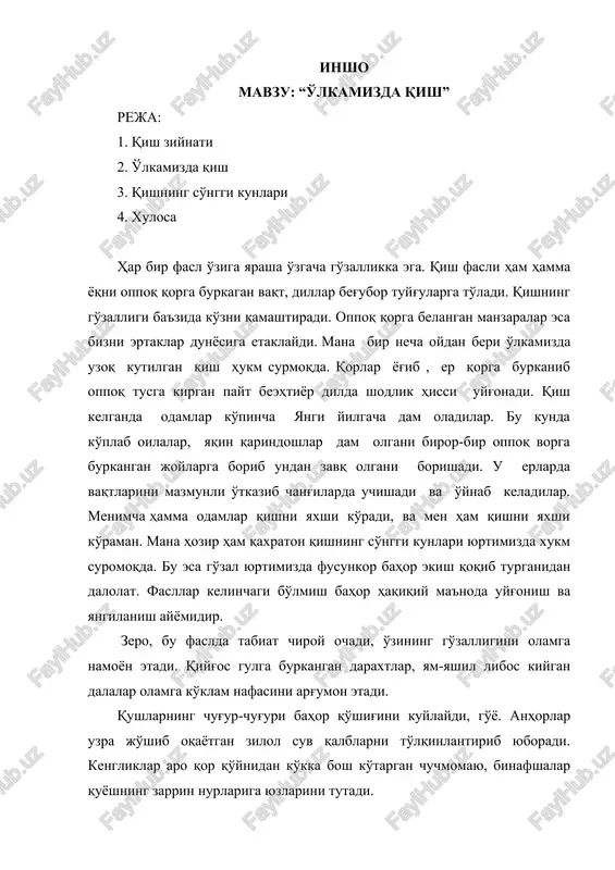 o'lkamizda qish — DOCX