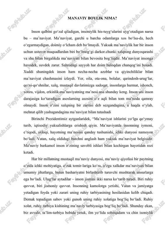 ma'naviy boylik nima? — DOCX
