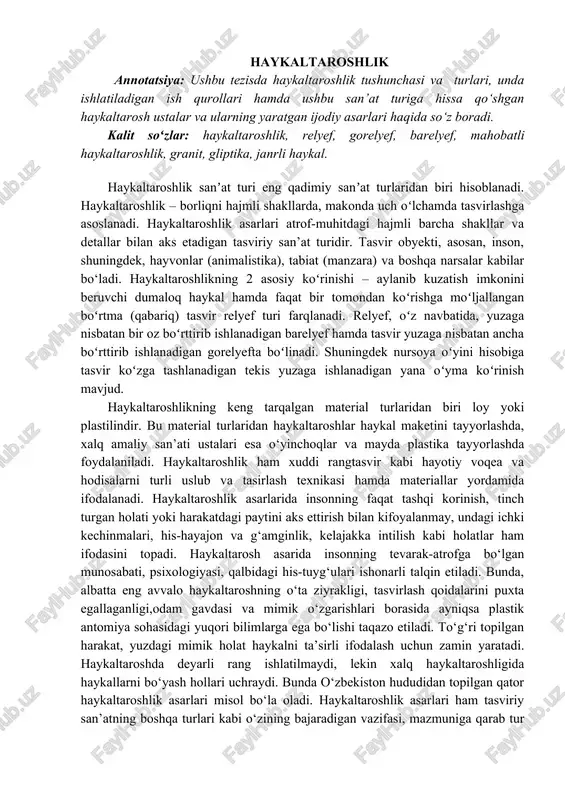 haykaltaroshlik — DOCX