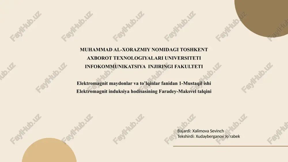 elektromagnit induksiya hodisasining faradey-maksvel talqini — PPTX