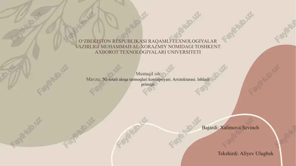 5g sotali aloqa tarmoqlari konsepsiyasi — PPTX