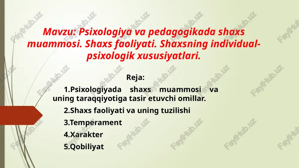 psixologiya va pedagogikada shaxs muammosi — PPTX