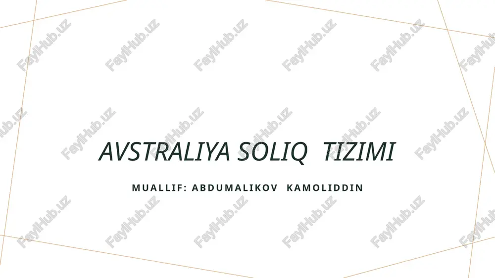 avstraliya soliq tizimi — PPTX